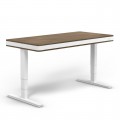 Biely elektricky nastaviteľný stôl model: T 7 XL Exclusive s drevom, š 150 cm