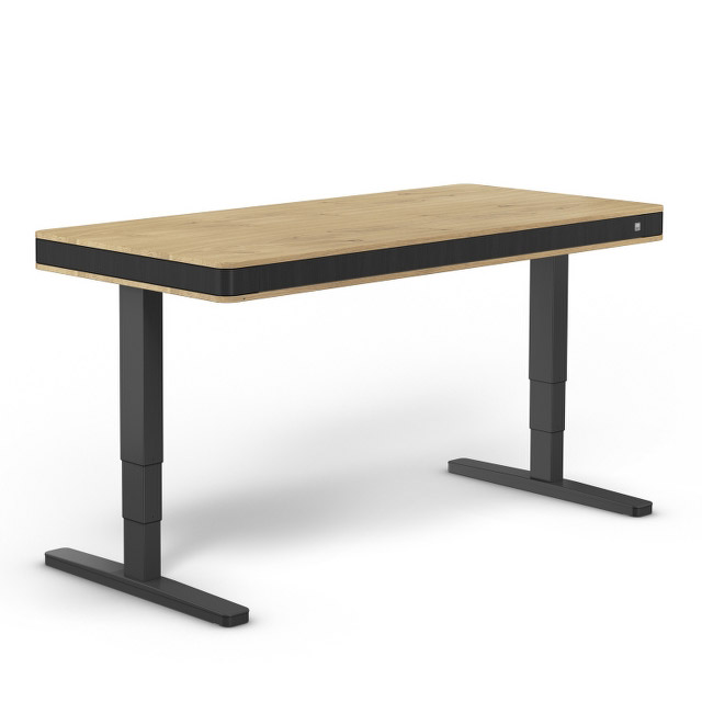 Čierny elektricky nastaviteľný stôl model: T 7 XL Exclusive s drevom, š 150 cm